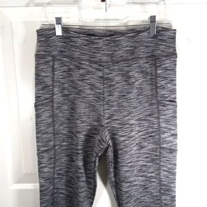 J Crew Sz L Leggins, Cropped,  Space Dyed Black/Grey